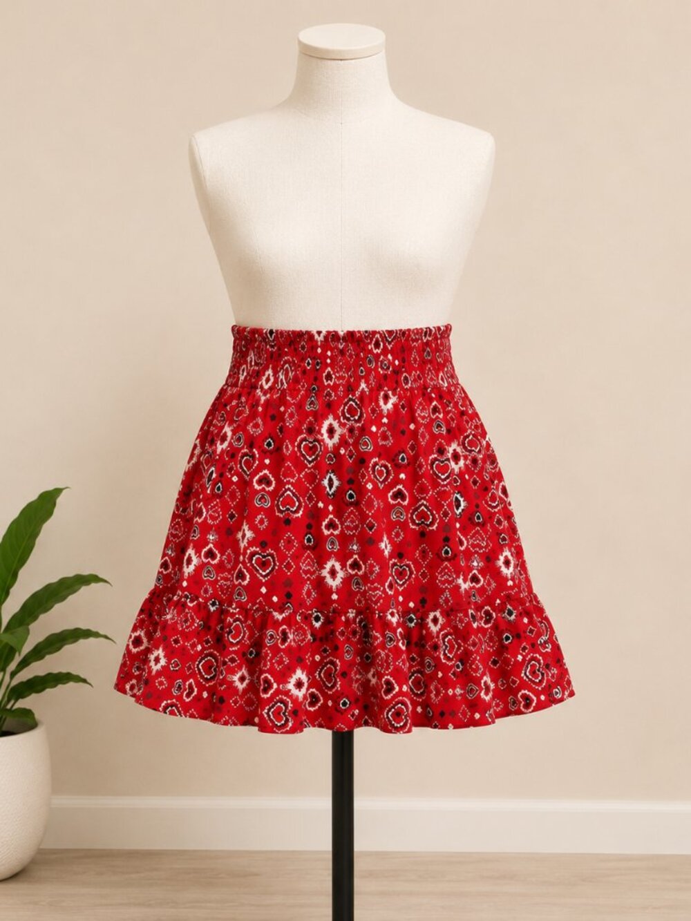 Torrid Paisley Hearts Smocked Waist Mini Skirt 4X